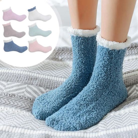 6 paires de chaussettes moelleuses douces Bas confortables de sol en molleton de corail chaud   SAC DE COUCHAGE - DUVET