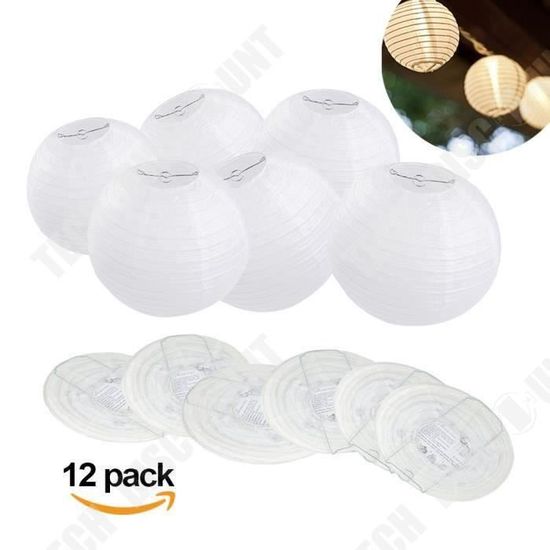 Lanterne Papier Ronde 30 Cm – Blanc, Forme Montgolfière, Pour Mariage, Anniversaire, Décoration événement - 12
