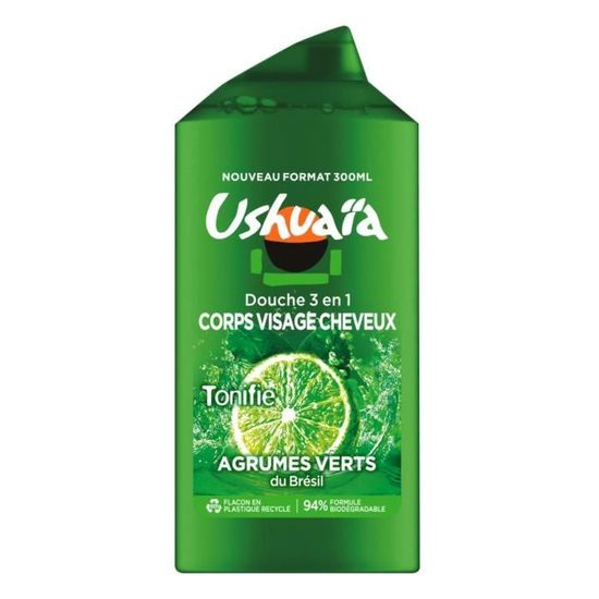 Lot De 3 Gels Douche Ushuaïa 3 En 1 - Agrumes Verts, 280 Ml - Neufs, Origine France