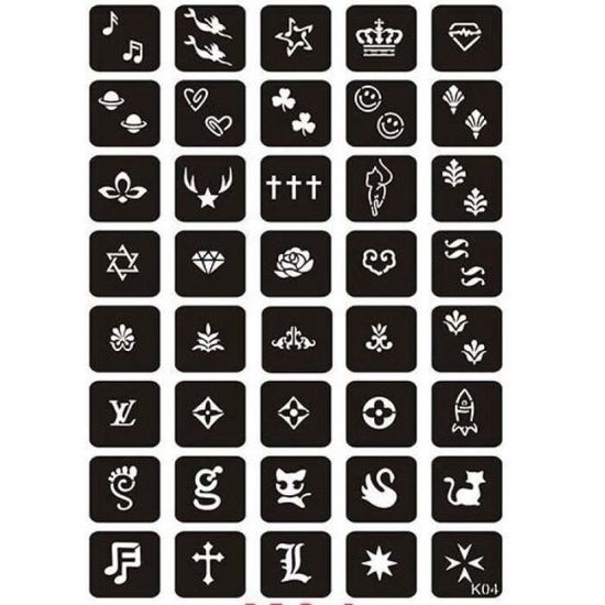 50 Pochoirs Tatouage Garçon - Motifs Animaux Nature, Brillants, Pour Art Et Aérographe