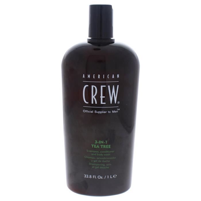 Shampooing, revitalisant et nettoyant pour le corps 3-en-1 à l'arbre à thé par American Crew pour hommes-33.8 oz de Shampooing, revi