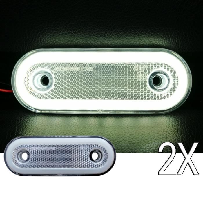 2X Feux De Gabarit Latéraux Blancs Néon LED 12-24V Pour Autobus Camion Remorque
