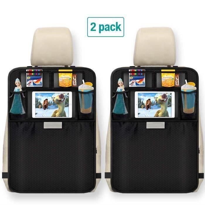 2Pcs Protège Siège Voiture, Imperméable Organisateurs de Voiture Kick Mats,Protection Arrière de Siège Auto Support iPad