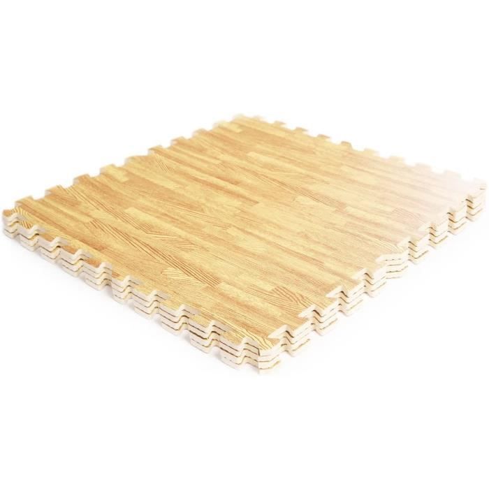 DREAMADE Tapis de Protection de Sol Tapis de Puzzle de Sports 12 Dalles Grain de Bois sans Goût et Non-Toxique Couleur du Bois