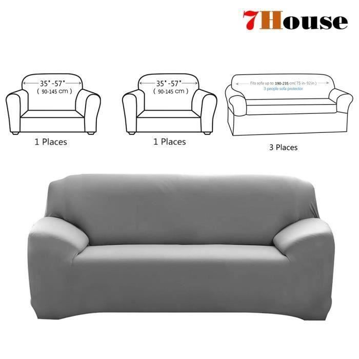 7House® 3 Pièces Housse de Canapé Extensible, revêtement de fauteuil Salon Décor 3Places + 1Place + 1Place, Gris