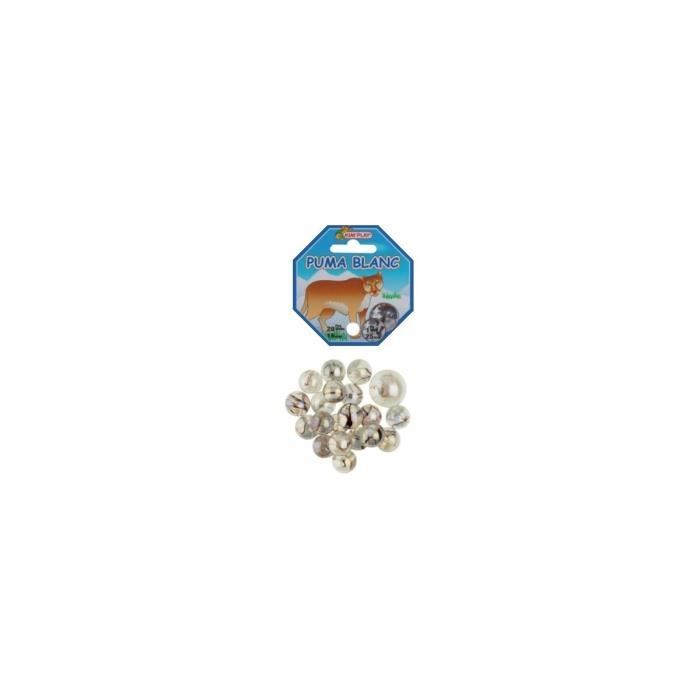 Sachet De 20 Billes De 1.6 Cm + 1 Callot de 2.5 Puma Blanc - Jeu De Recreation