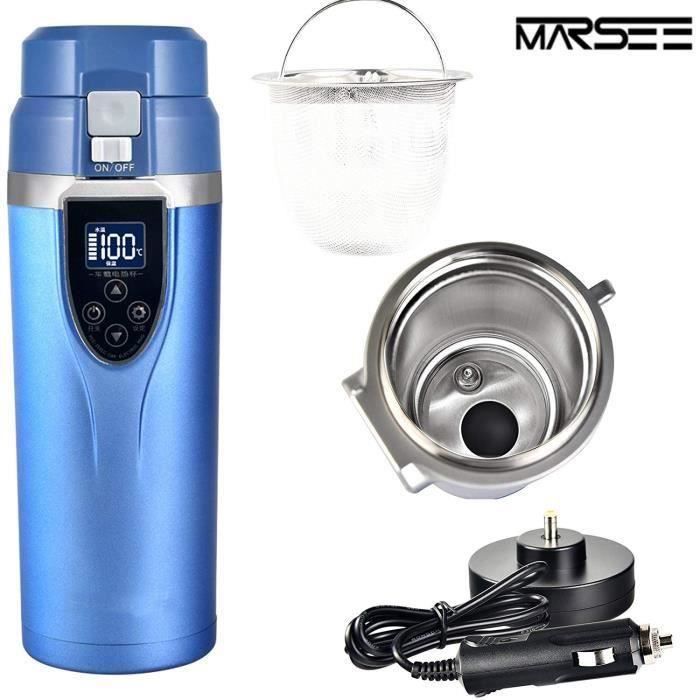 Tasse chauffante 12 V-24 V Voiture Bouilloire électrique Goutomatique voiture chauffage d'eau Tasse Tasse de voyage-350ML(Bleu