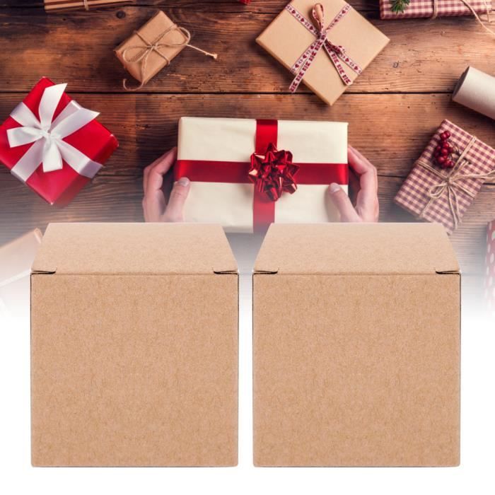 50 pièces boîte de papier kraft boîte-cadeau rétro pliable de Noël / ensemble de carton de mariage