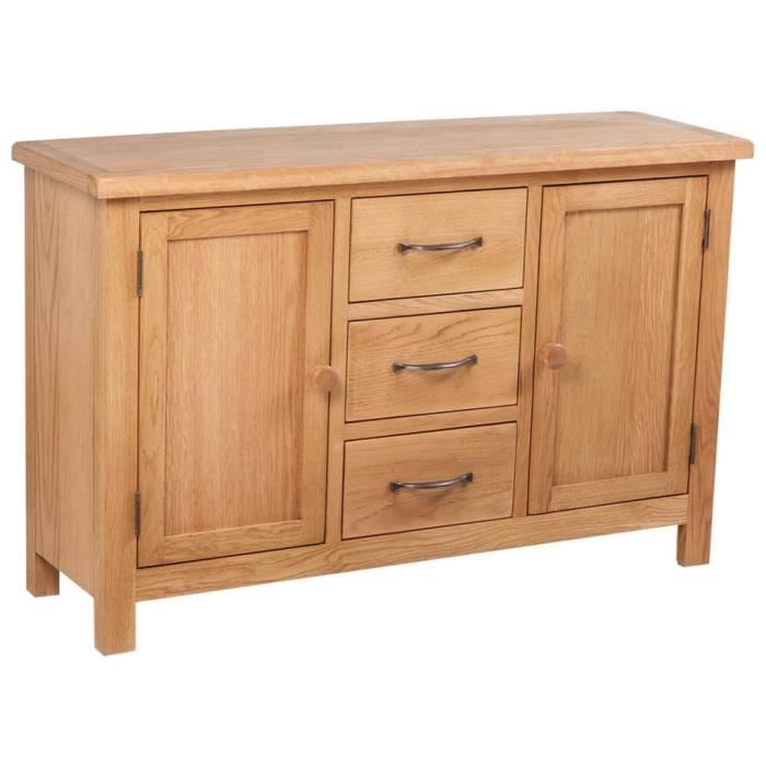 BEST - Haut de gamme Buffet bas De Cuisine Décor - Meuble de rangement avec 3 tiroirs 110 x 33,5 x 70 cm Bois de chêne massif 3423