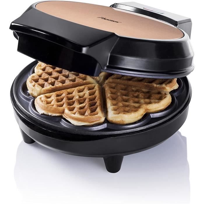 Bestron Gaufrier pour gaufres classiques en forme de coeur, Machine a gaufres avec revetement anti-adhesif pour gaufres en fo