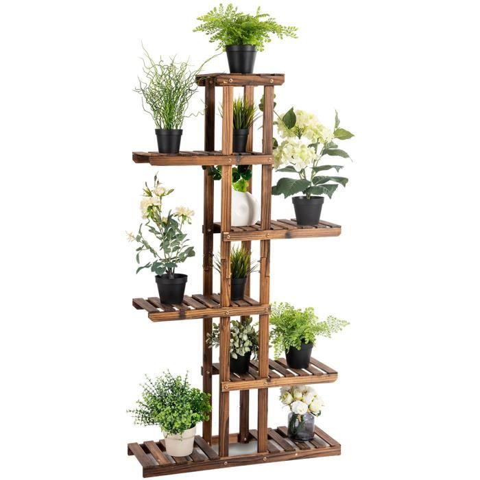 GIANTEX Étagère à Fleurs en Bois à 6 Niveaux Extérieur/Interieur,Porte
