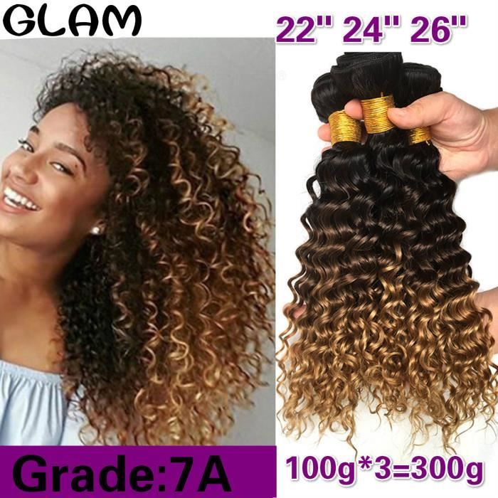 22- 24- 26-Ombre Deep Wave Cheveux Brésiliens Armure Faisceaux T1B-4-27 de Cheveux 100g-p