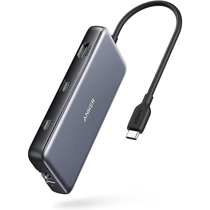 HUB Concentrateur USB C,Adaptateur USB C PowerExpand 8-en-1,avec Double HDMI 4K,Power Delivery de 100 W,Ethernet 1 GB-s,2 Ports de
