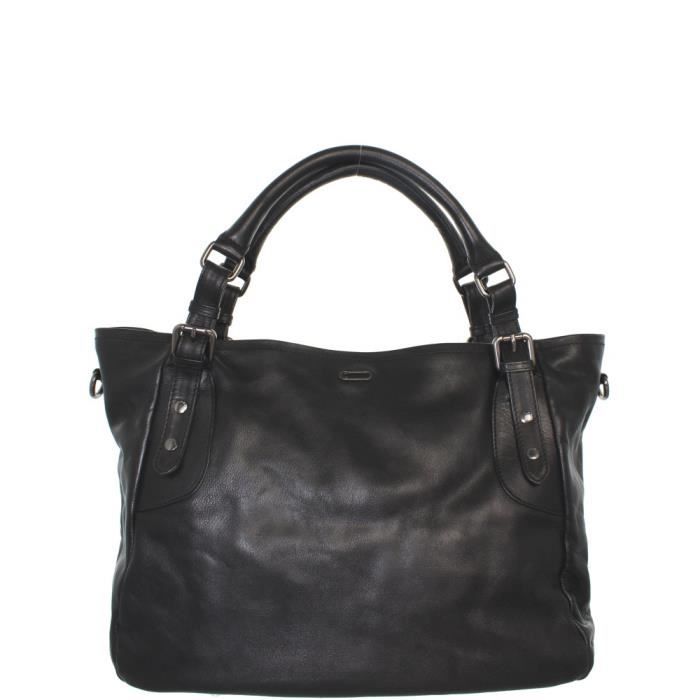 Sac Ikks en cuir porté épaule ref_ikks41502-02-noir-45*28*21 Noir