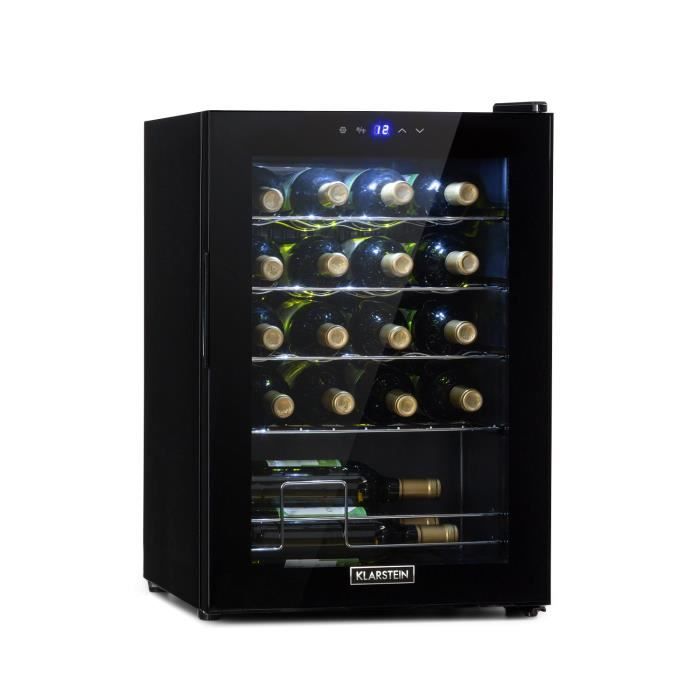 Klarstein Shiraz 20 slim uno, Cave à vin réfrigérée compacte 53 l / 20 bouteilles - noire