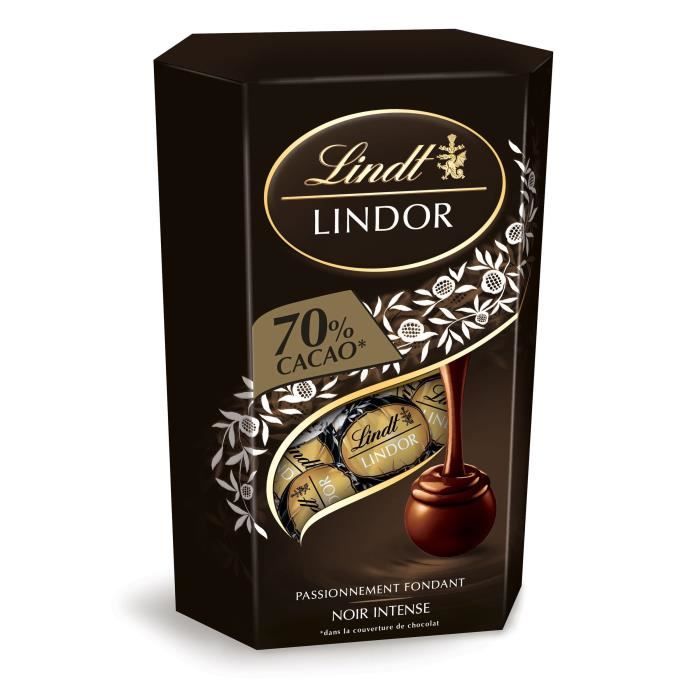 Confiserie de Chocolat Lindt Lindor Noir 70% - Cornet 200G