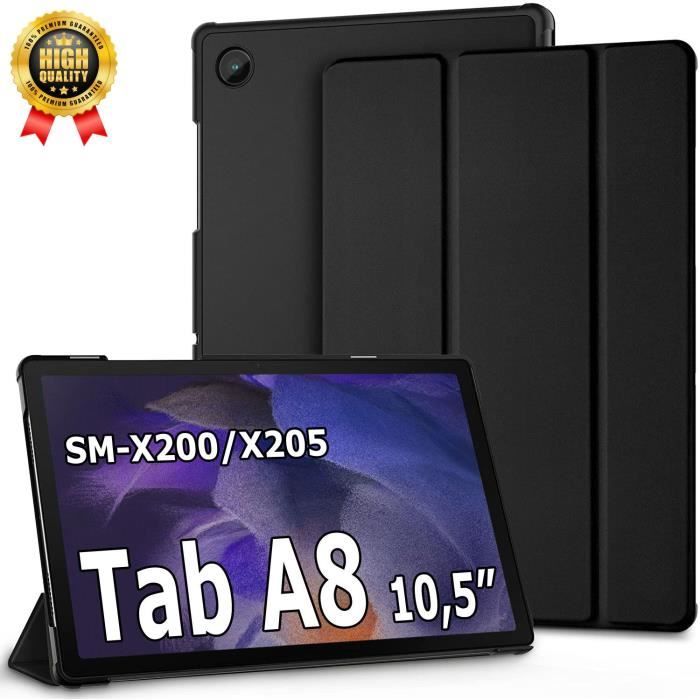 Housse Étui Samsung Galaxy Tab A8 10,5 pouces Coque Galaxy Tab A8 (2021) sm-x200 x205, Noir