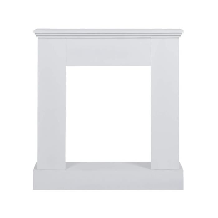 Mobili Rebecca Cadre Decoratif Manteau de Cheminée Bois Blanc 98x93x23