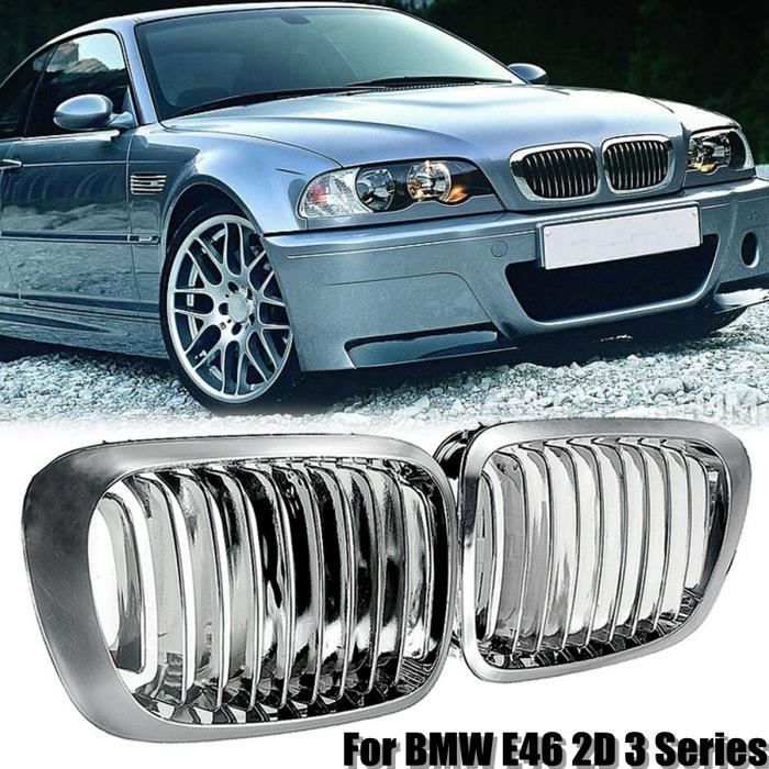 NEUFU 2x Grilles Avant Calandre Chrome Pr BMW E46 Serie 3 2 Portes 1999-2006 Argent