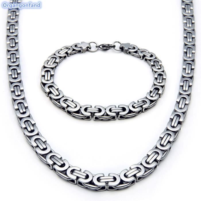 Régler bijoux homme- Chaîne de locomotive- Acier inoxydable -Bracelet collier-acier