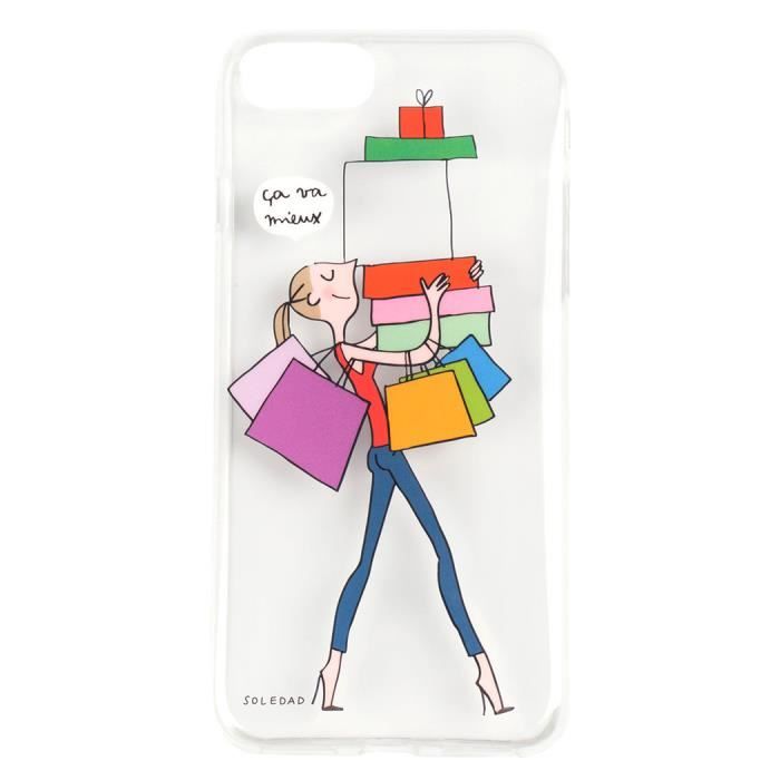 SOLEDAD - Coque arrière de protection design original pour iPhone 7 - Motif shopping