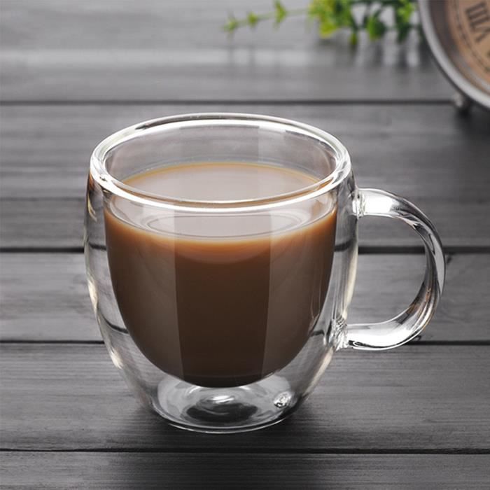 200ml verre à double paroi en verre tasse à café tasse de verre résistant à la chaleur double couche