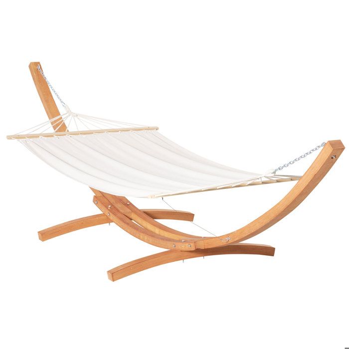 Hamac de jardin - Outsunny - avec support en bois sur pied 1 personne grand confort - bois - 392x12x11m - crème marron