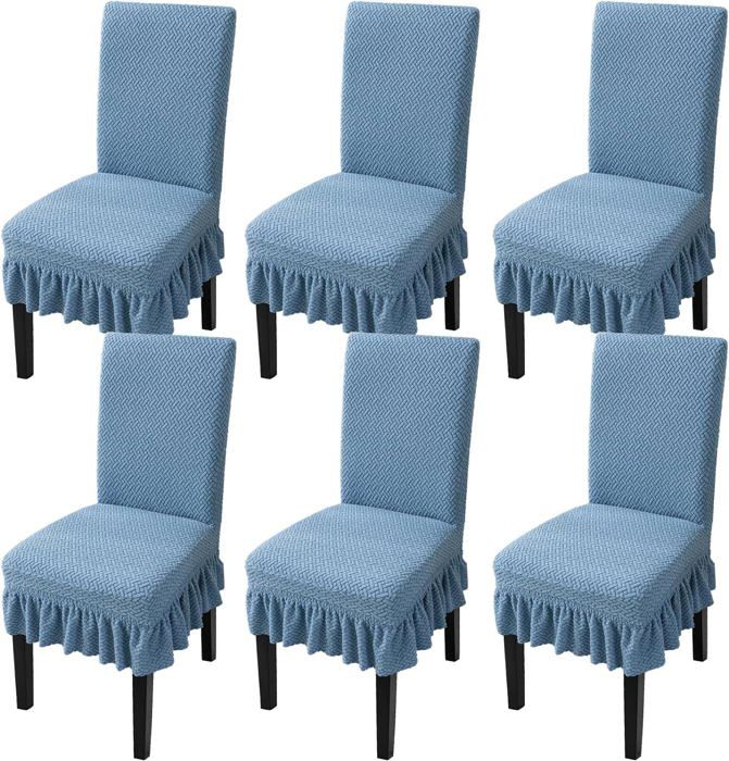 Lot De 6 Housses De Chaise Extensibles - Pour Chaises à Dossier Creux, Lavables, Sans Accoudoirs, Tissu Doux Et élastique