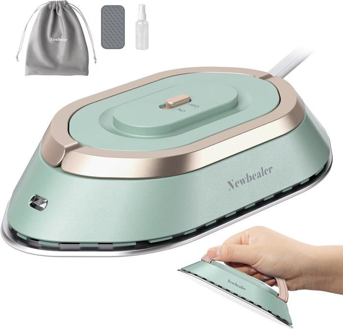 Mini Fer à Repasser De Voyage Pliable - Compact, Réservoir 50 Ml, Chauffe Rapide, Vert, Pour Valise