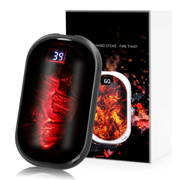 Chauffe-Mains Rechargeable 5000mAh - 2 Modes Chauffage, Écran LED, Power Bank Portable Vert - Idéal Hiver, Sport & Soulagement Douleurs