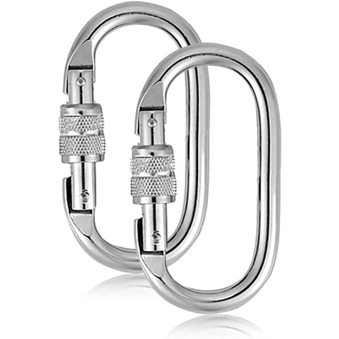 Lot De 4 Mousquetons D'escalade En Acier 25KN - Verrouillage à Vis - Pour Alpinisme, Secours, Outdoor