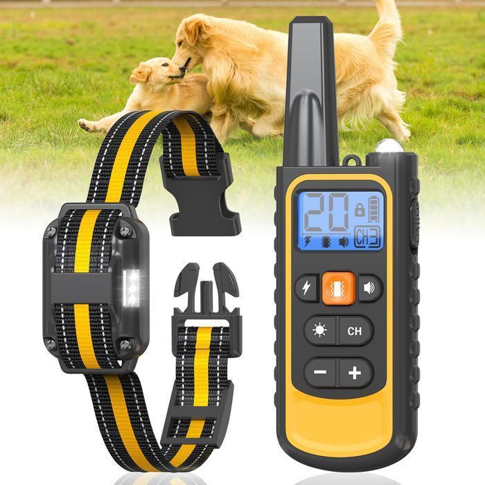 Meilleurs prix pour Collier de Dressage pour Chien Rechargeable - Télécommande - 800m - IP67 Étanche - Fonction Choc Vibration Bip - Collier Ajustable