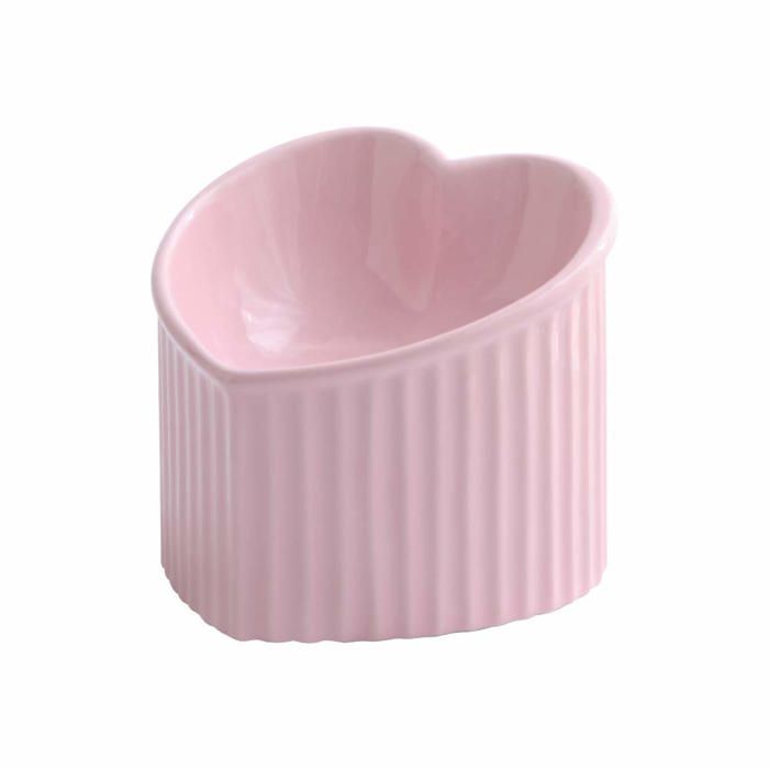Gamelles surélevées en céramique rose pour chat gamelles inclinées pour nourriture ou eau sans stress prévention du reflux