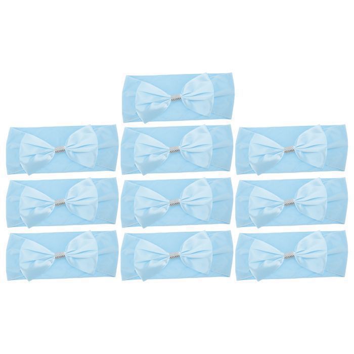 Ruban de dossier de chaise X AUTOHAUX Noeuds décoratifs pour Chaise Bandes Élastiques pour Chaise 35x15cm Bleu Clair 10Pcs