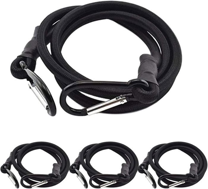 Lot De 4 Tendeurs Élastiques 1 M Extra Forts – Crochets Métal, Sangle Noire 3 Cm Large, Pour Vélo, Moto, Camping, Déménagement