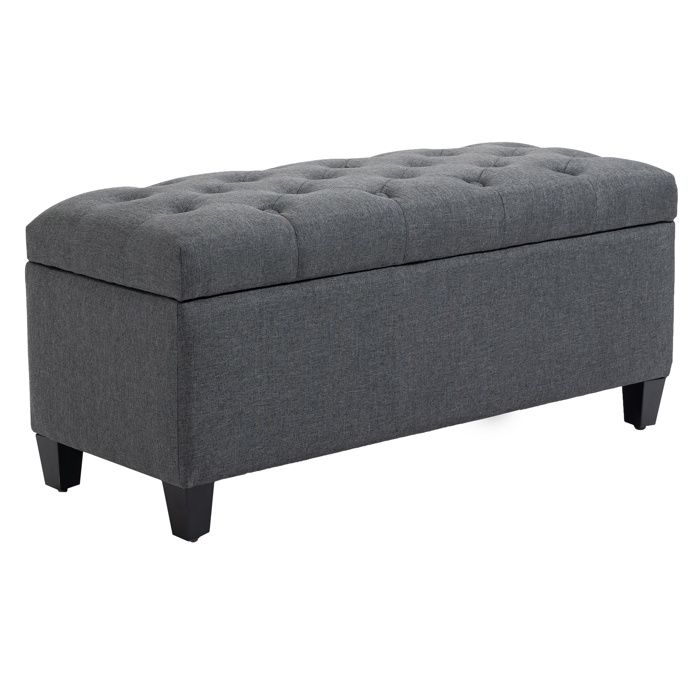 Banc de rangement - HOMCOM - pouf salon bout de lit coffre de rangement - pour salon chambre entrée - 100 x 40 x 44 cm gris foncé