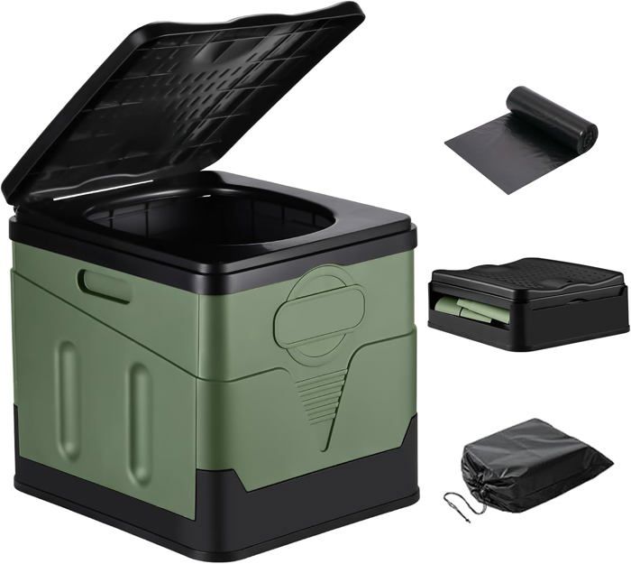 Toilettes De Camping Pliantes WADEO - Vert Foncé, Pour Adultes (neuf)