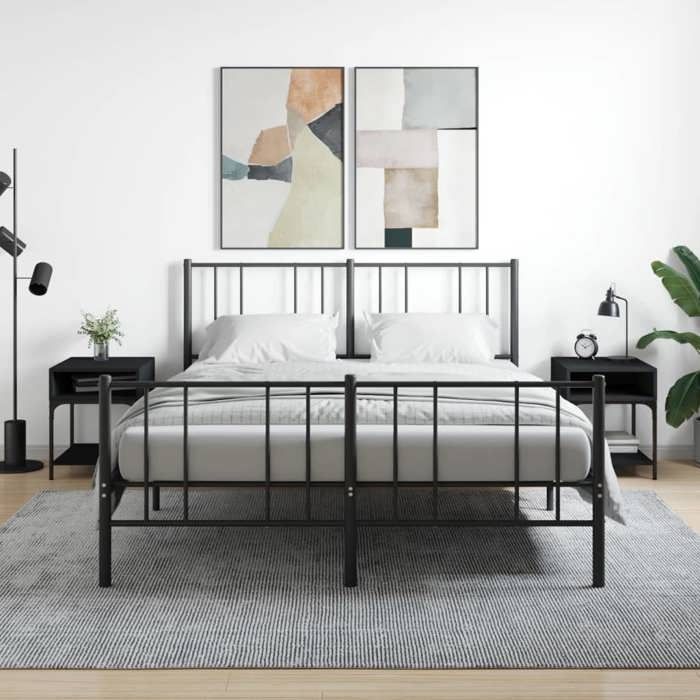 Prix bas - Lot de 2 Meuble de chevet-Tables de nuit Modernes noir 40x41x50 cm bois d’ingénierie （394908493540)