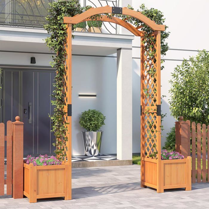 Arche De Jardin GOPLUS Style Français 211x211x256cm - Treillis Rosier Cage à Oiseaux Pour Plantes Grimpantes Et Mariage