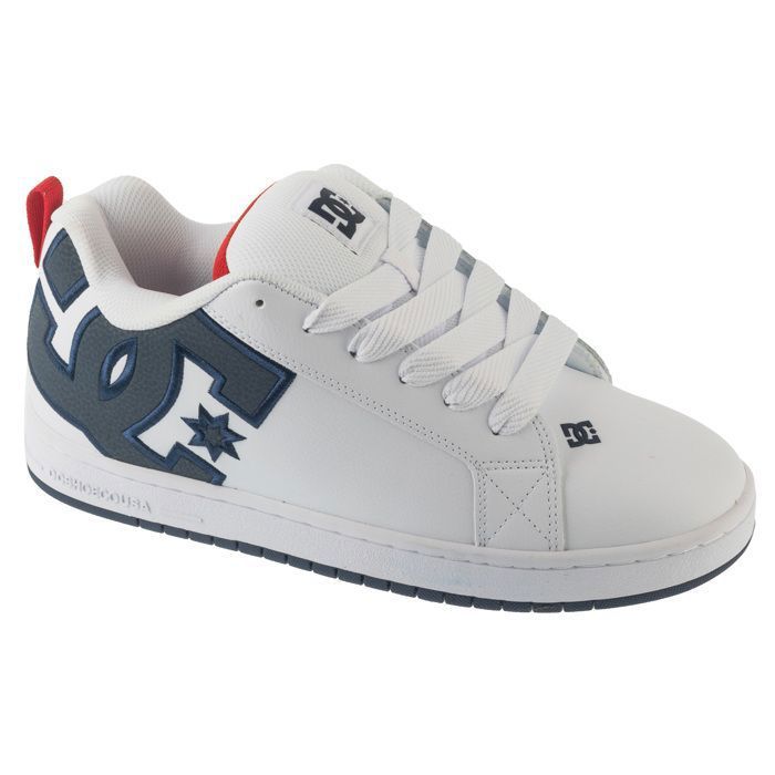 DC DC Shoes Court Graffik — Baskets homme blanches en cuir amorti et adhérence pour skate