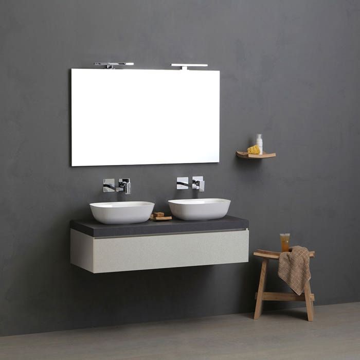 MEUBLE DE SALLE DE BAINS 120CM GRIS PERLE AVEC DOUBLE VASQUE À POSER VALENTINA MEUBLE DE SALLE DE BAINS 120CM GRIS PERLE AVEC DOUBLE VASQUE À POSER VALENTINA