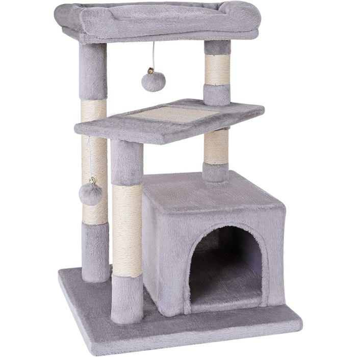 Meilleurs prix pour Arbre À Chat Avec Surface De Repos Confortable Et Niche Hauteur 75 Cm Arbre Avec Corde En Sisal Et Peluche Douce 2