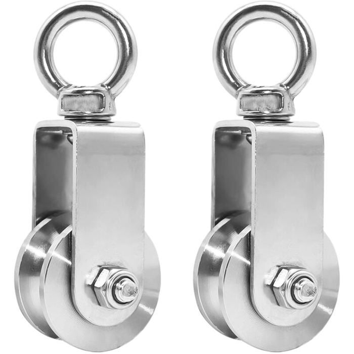 3 Mini Poulies Avec Roulements à Billes ø28mm Pour Corde 6mm - Charge 30kg - Anneau Rotatif 360°