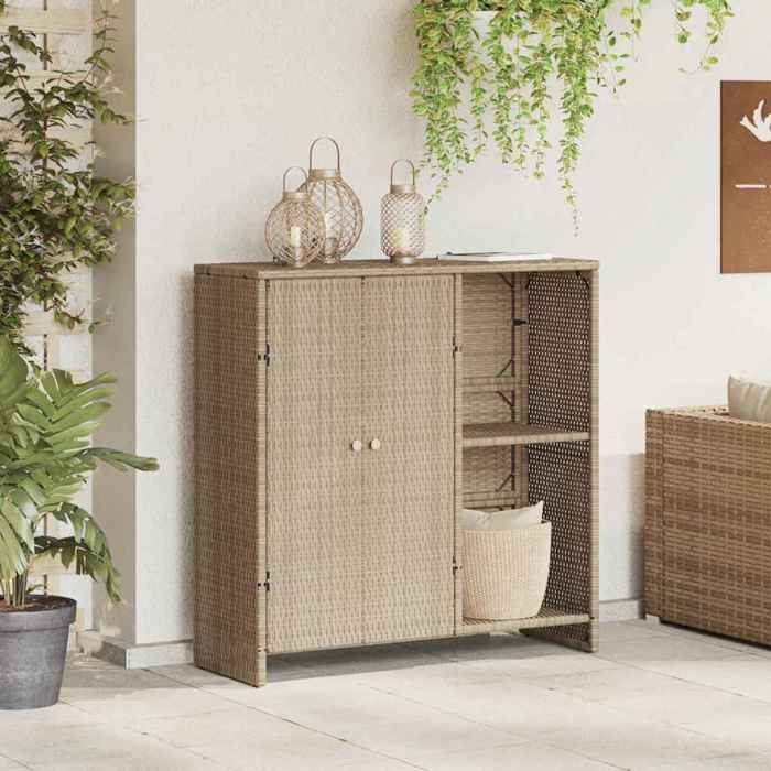 Prime day - Armoire de rangement avec porte Beige 100 x 36 x 102 cm Rotin - Armoire de rangement CM958053