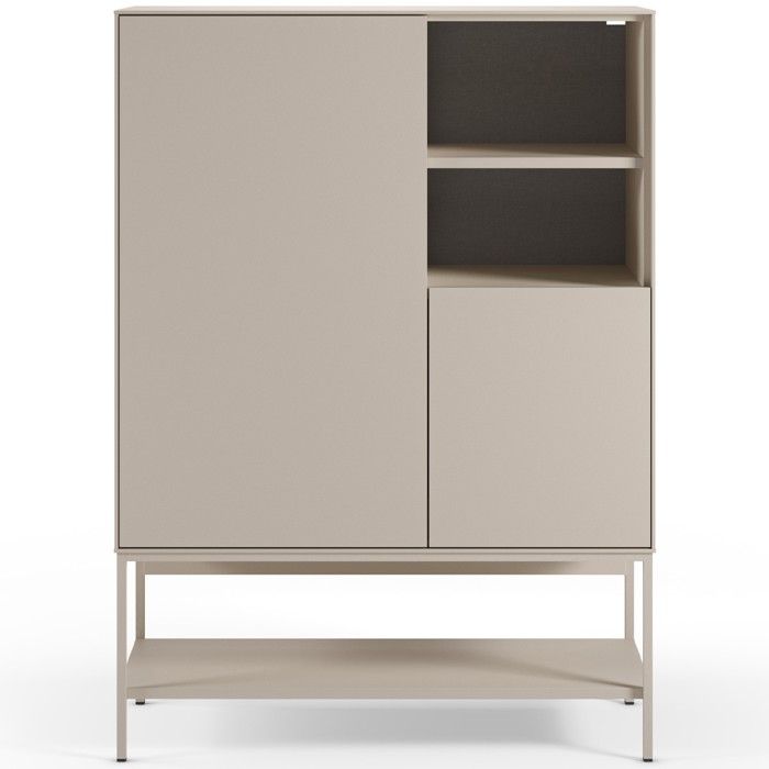 Buffet haut 2 portes 2 niches beige 90 cm - Zara Buffet haut 2 portes 2 niches beige 90 cm - Zara