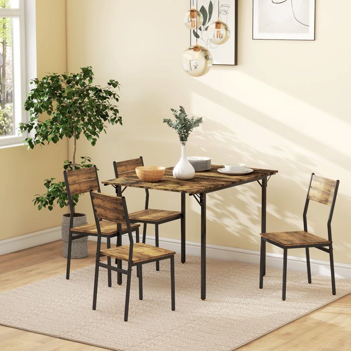 Table de salle à manger avec 2 rabats style industriel extensible table à abattant pour 2-4 personnes