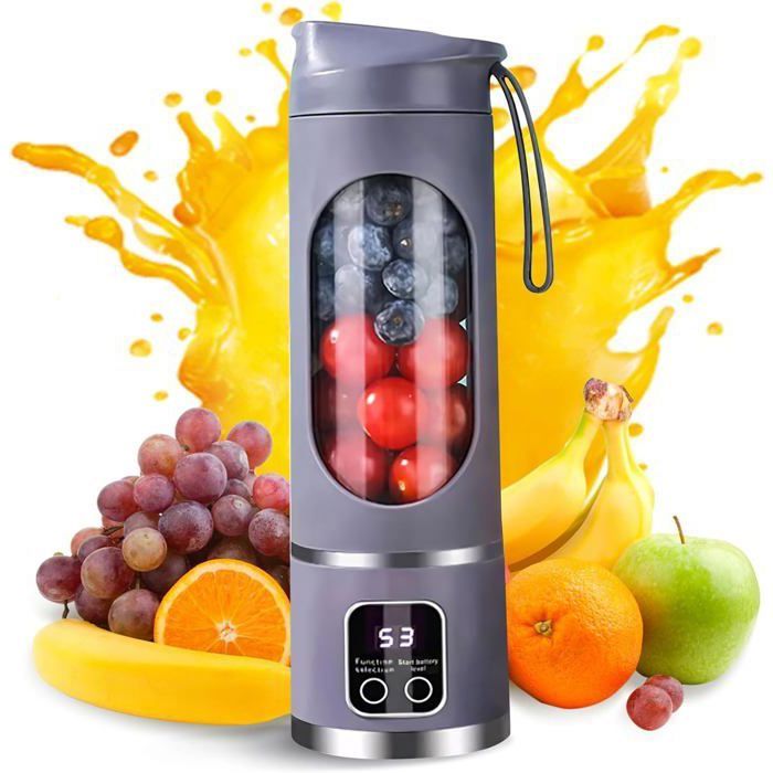 Presse-agrumes électrique portable - 12 lames - Affichage numérique - 3 modes - Nettoyage facile - Violet - 50W - 450ml