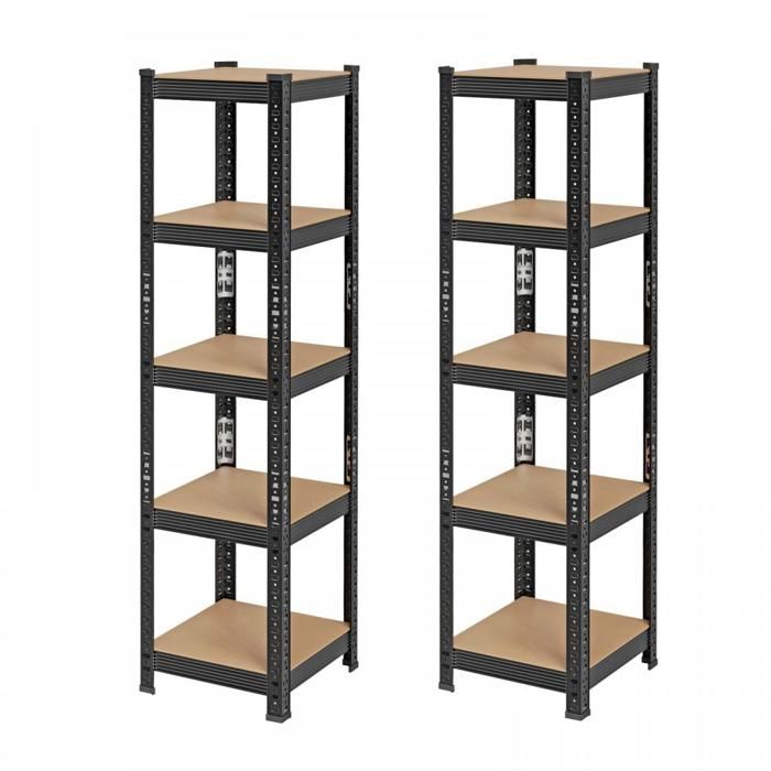 Lot de 2 étagères métalliques racks de rangement à 5 niveaux capacité de charge élevée 37 × 37 × 150 cm HUOLE