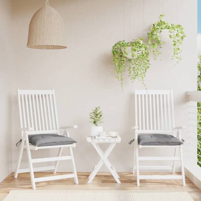 Coussins de chaise - Happiness - Lot de 2 - Gris - 40x40x7 cm - Tissu Oxford - Imperméable - Fibre creuse en PP Coussins de chaise - Happiness - Lot de 2 - Gris - 40x40x7 cm - Tissu Oxford - Imperméable - Fibre creuse en PP