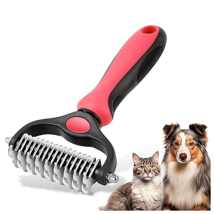 Brosse de toilettage pour animaux de compagnie peigne râteau pour sous-poil de chien et chat taille L UISAVE